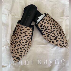 Jenni Kayne Pony Hair Leopard Print Mules / 38